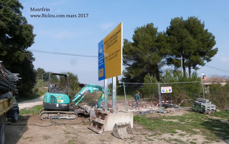 Travaux  voie verte du Gardon  mars 2017 à Montfrin