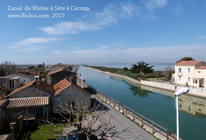 Canal du Rhône à Sète, cabanes de Carnon, Niveau Port de Carème en mars 2017 