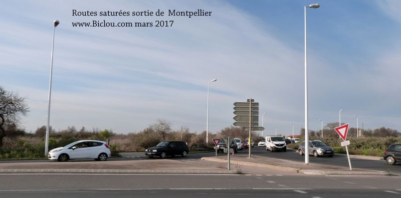 Routes saturées le soir à l'heure des pendulaires du côté de Montpellier sud ..