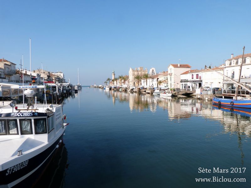 Sète : Canal de Sète et le vieux port , en mars 2017