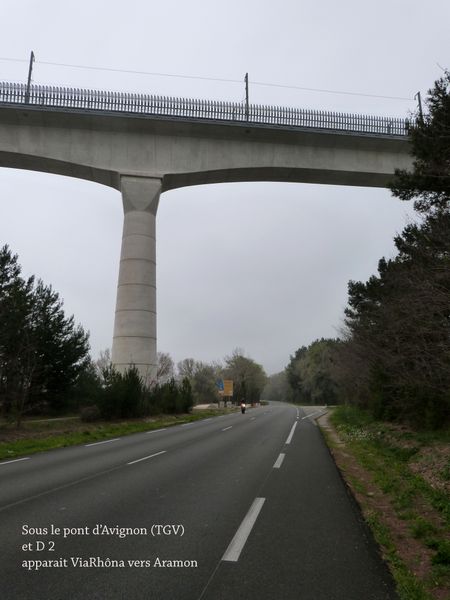 Sous le pont TGV d'Avignon, au D 2, travaux viarhôna à gauche ici .. mars 2017