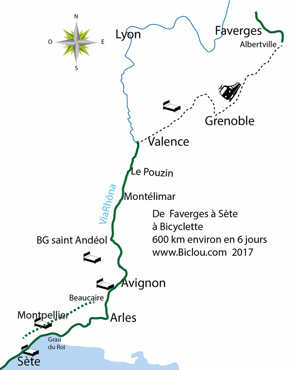 carte faverges sète à bicyclette 2017