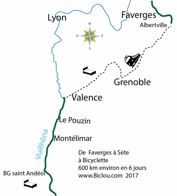 carte de la bambée 2017 du claudio de la savoie à Sète par ViaRhôna