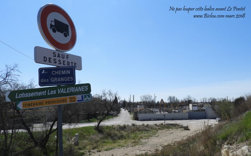 ViaRhôna, avant le Pontet, attention à ne pas louper cette balise