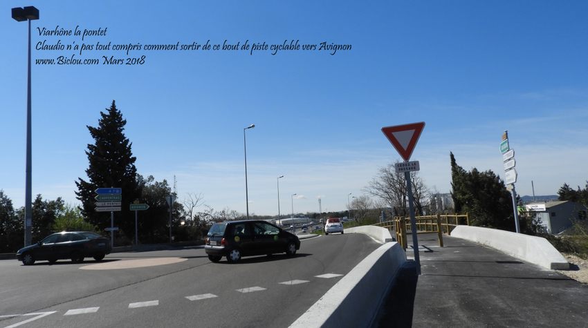 ViaRhôna, le Pontet aménagement cyclable mais peu compréhensible, du moins pour claudio