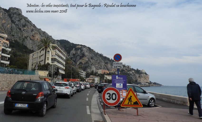 Pas vraiment de cyclistes à Menton, résultat : Des Bouchons