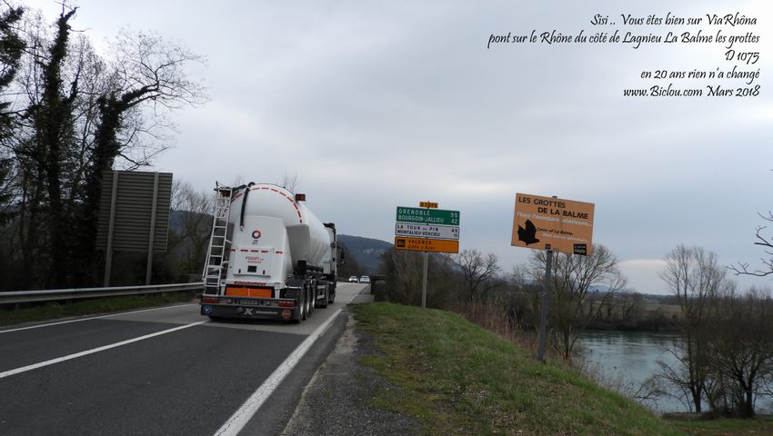 Le fameux mais fumeux pont de lagnieu enjambant de fleuve Rhône D1075