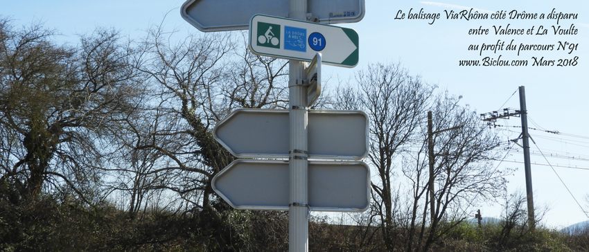 Parcours N°91 de la Drôme à Vélo, a remplacé ViaRhôna après Le Pouzino