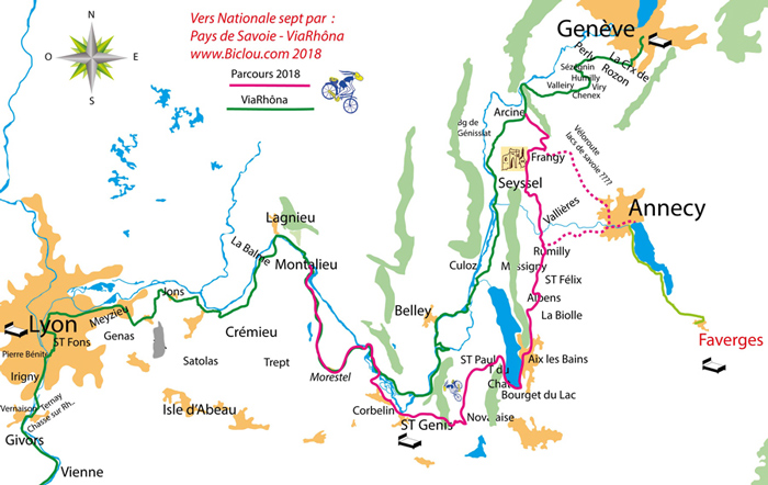 carte-bambée-2018-veloroute-des-lacs-de-Savoie-et-viarhôna-genève-Lyon