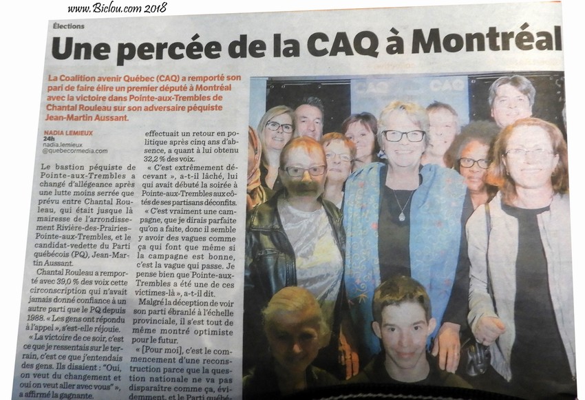Québec 2018 : Percée de la Cac à Montréal ; sale odeur ..