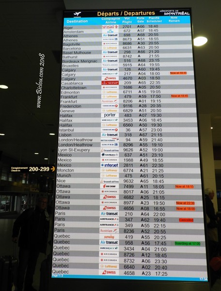 Départs de MontRéal Airport , vers Genève