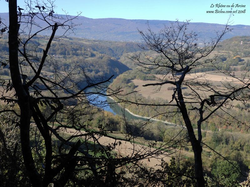 Le Rhône vue d'Arcine et ViaRhôna en oct 2018