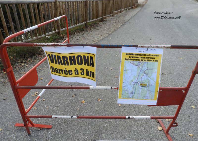 ViaRhôna barrée à Chanaz en oct 2018