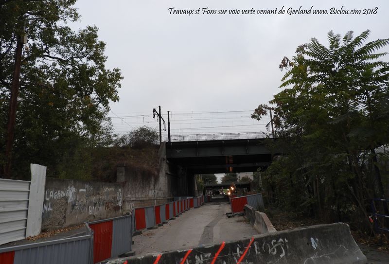 Travaux piste au niveau de la piste cyclable, Gerland st Fons 