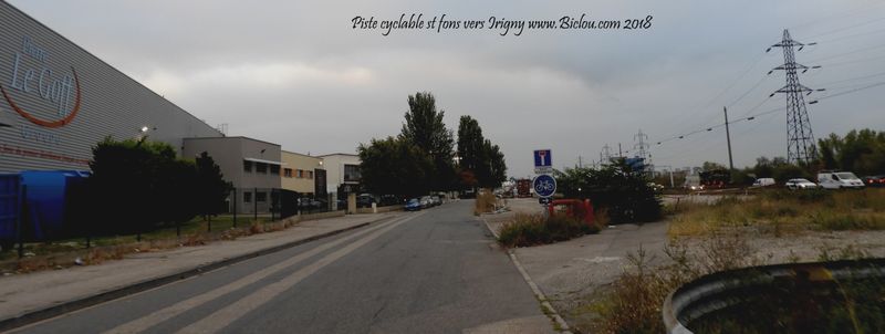 Zone industrielle de st Fons, piste cyclable vers Irigny et rive Ouest du Rhône