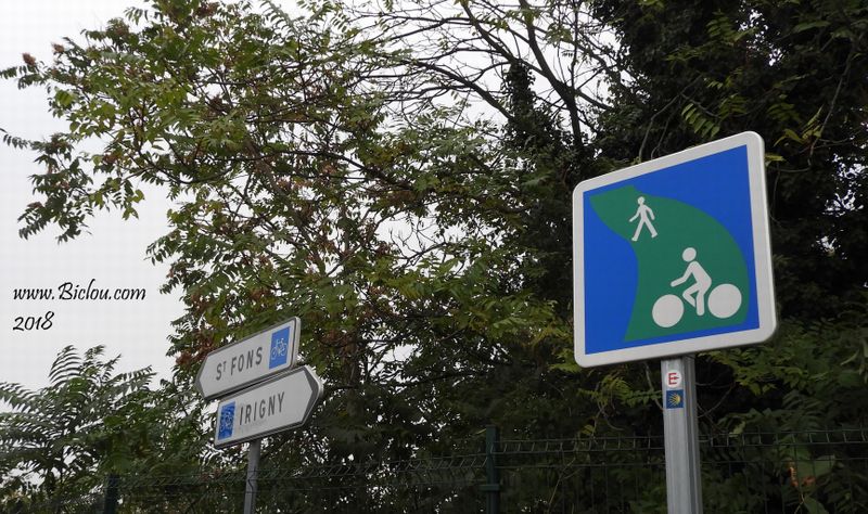 Sur ViaRhôna : Balisage piste cyclable ST Fons Irigny 2018