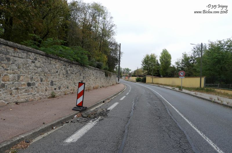 D315 sud Lyon, Irigny ; Bandes cyclables : nous sommes bien sur ViaRhôna ..
