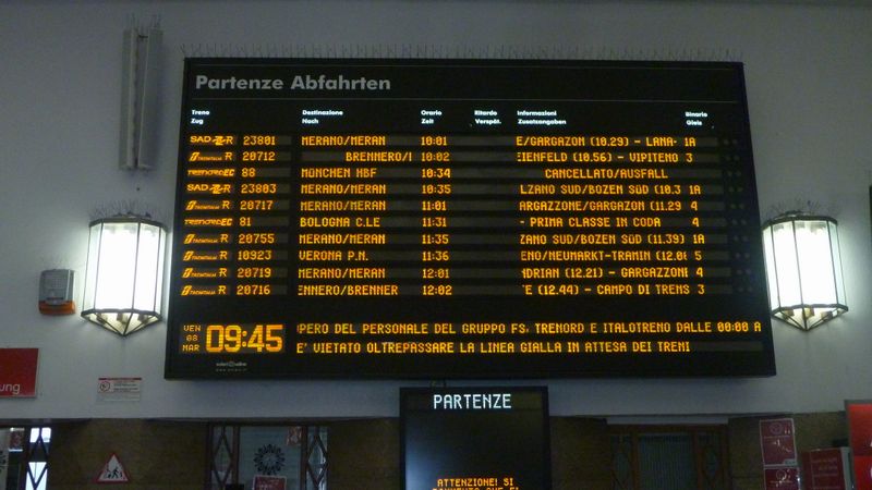 Treni in Partenza da Bolzano