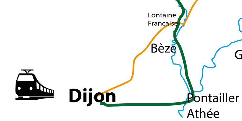 carte longer canal de la marne à bicyclette etape 10 athée Dijon