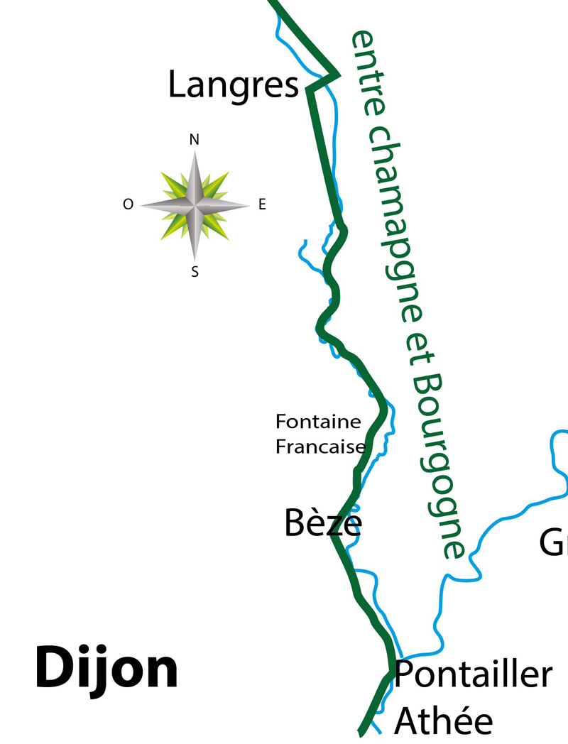carte bambée le long du canal de la marne : étape 9 Langres Athée