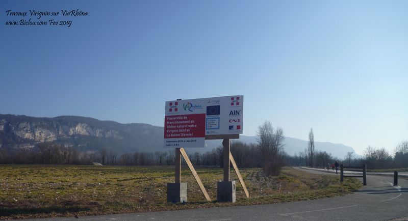 Travaux de la passerelle sur le Rhône, 2019 à Virignin