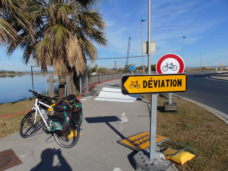 Palavas les flots ; voie verte en travaux ..
