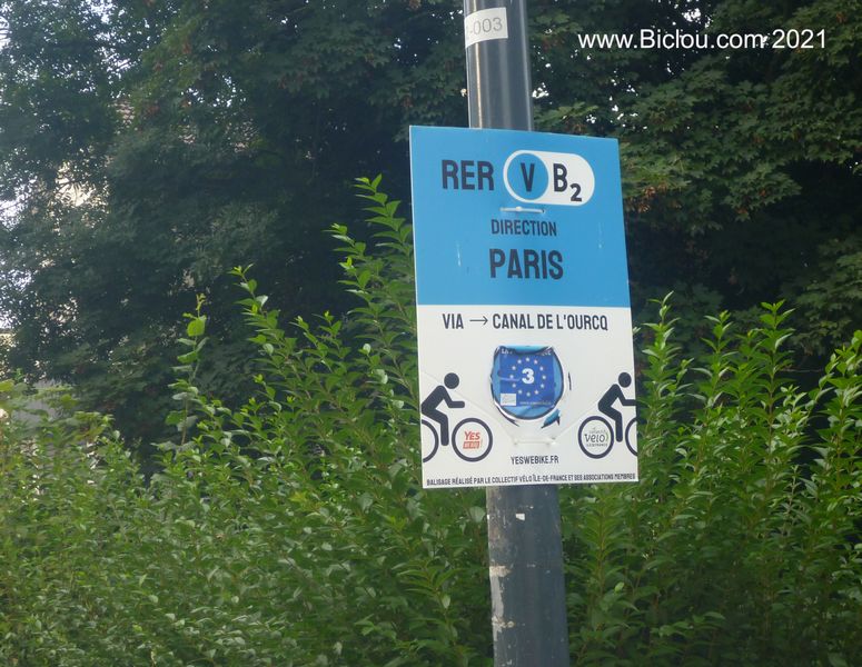 Paris par le canal de l'Ourcq ; nous ommes bien sur Euro-vélo-trois
