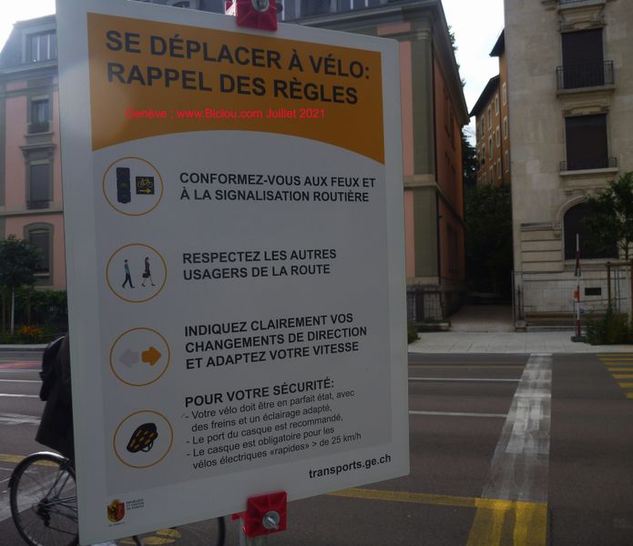 Genève : Rappel ; se déplacer à vélo et Bicyclette ..