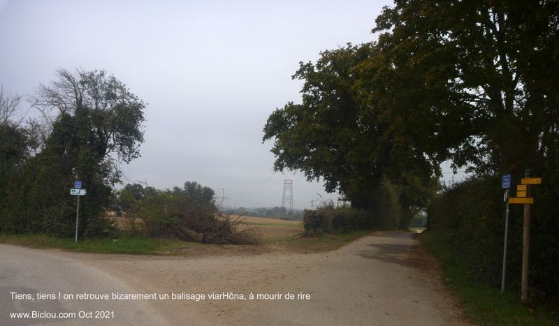 Et un peu plus loin on retrouve le balisage Viarhôna sorti de nulle part ..