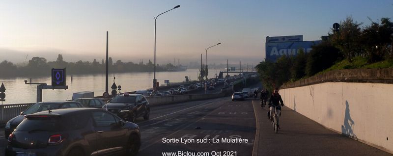 Sortie de Lyon sud : La mulatière : Zont traité les vélos : c'est bien 