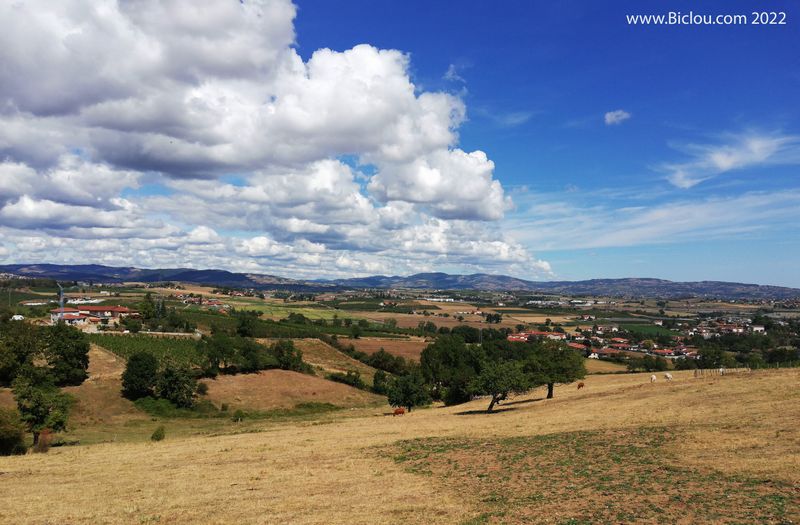 A l'approche de Lyon, venant de l'Ouest, les monts du Beaujolais