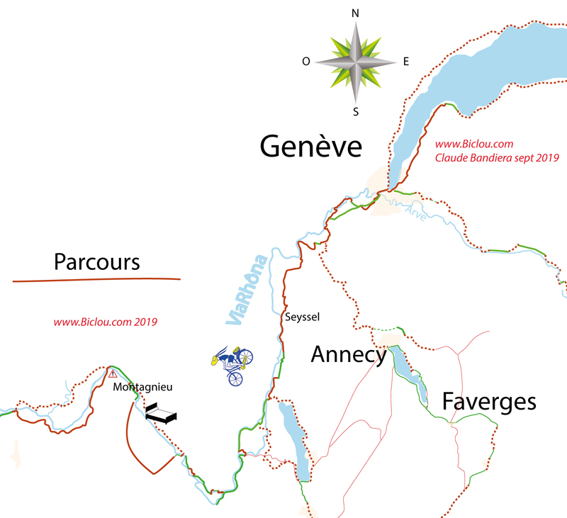 carte parcours cycliste Genèbe Montalieu en 2022