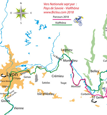 carte parcours cycliste Montalieu-Lyon en 2022