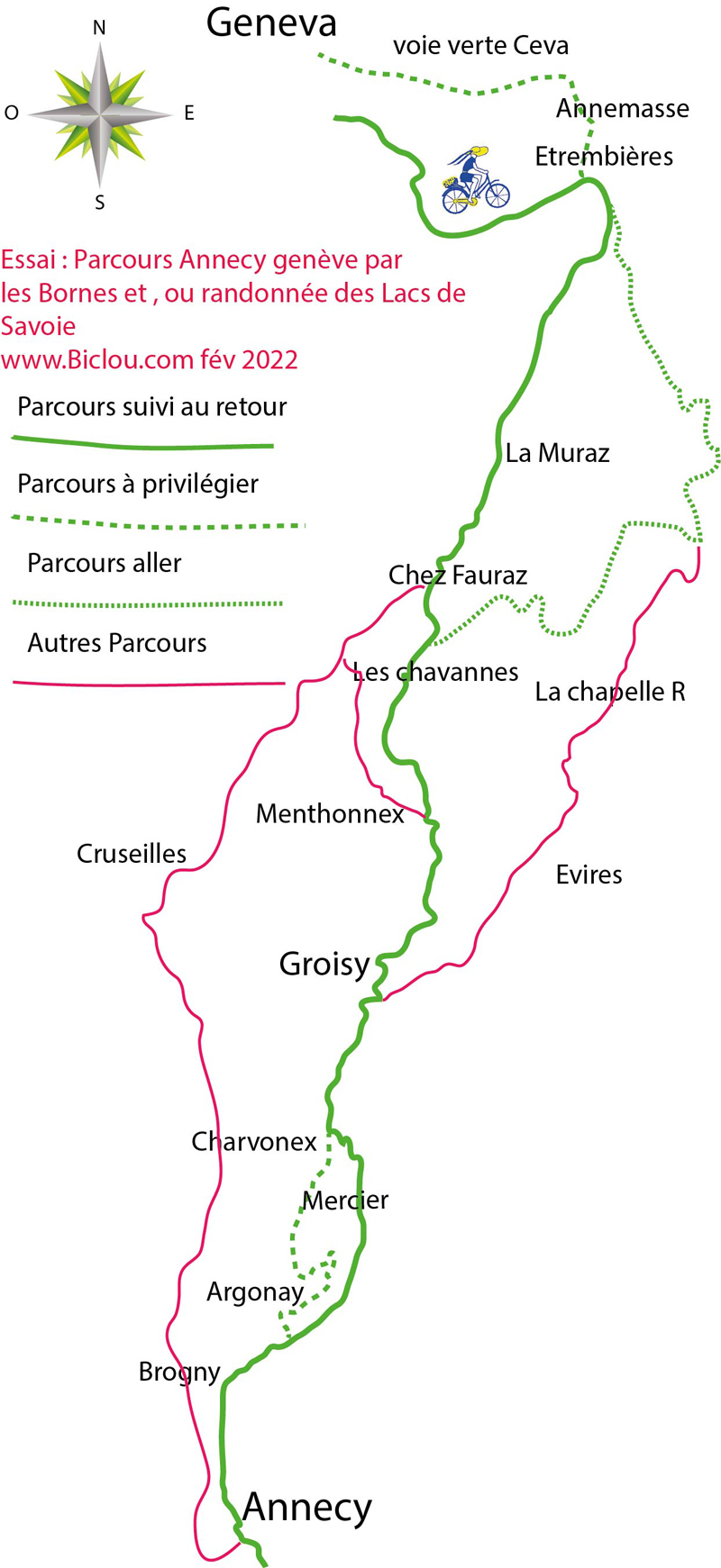 Parcours cycliste ; Faverges Annecy Geneve : Retour en Favergie