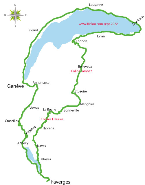 carte tour léman et haute savoie à bicyclette 2022