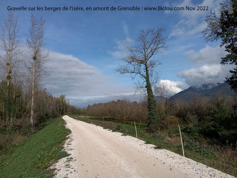 Gravelle sur les berges de l'Isère en amont de Grenoble, rive gauche (2022)