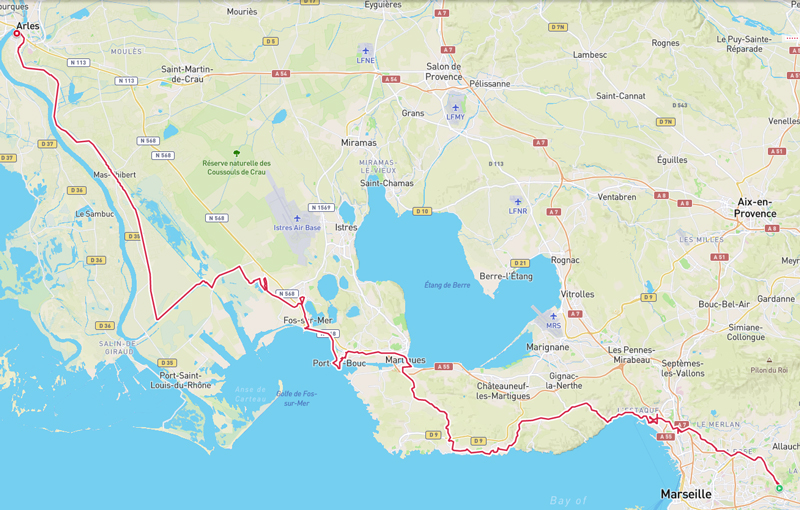 carte-Marseille-martugues-fos-sur-mer-arles-a-bicyclette-2022-par-claudio-de-la-faverges