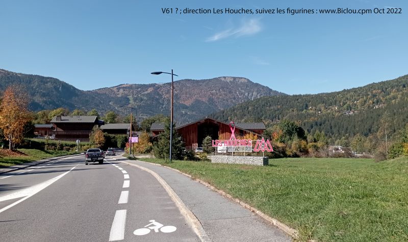 V61 au sol , bande cyclable : Les Houches direction zentrum