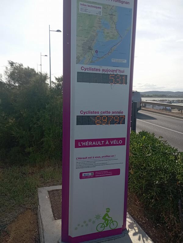 Compteur à vélos ; à Frontignan
