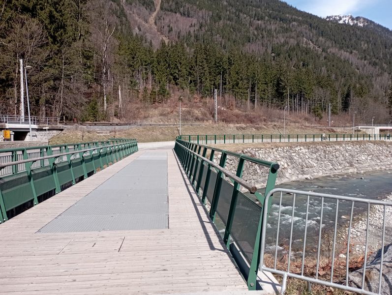 Pont promène à chiens au dessus de l'Arve avant Chamonix