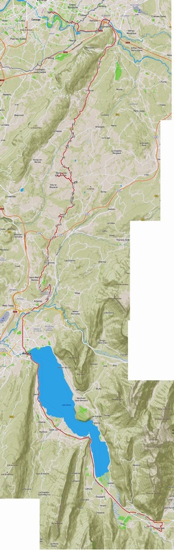 Carte Faverges Annecy Groisy Annemasse Genève à Bicyclette
