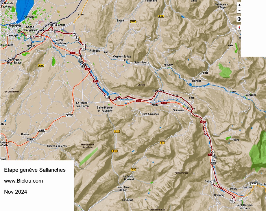 Carte Cycliste : Genève Sallanches