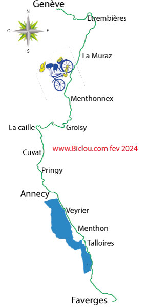 Le parcours cycliste de Champel à Faverges fevrier 2024