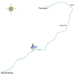 Carte parcours cyclo-touristique en combe de savoie (Février 2024) entre Montmélian Albertville et Faverges