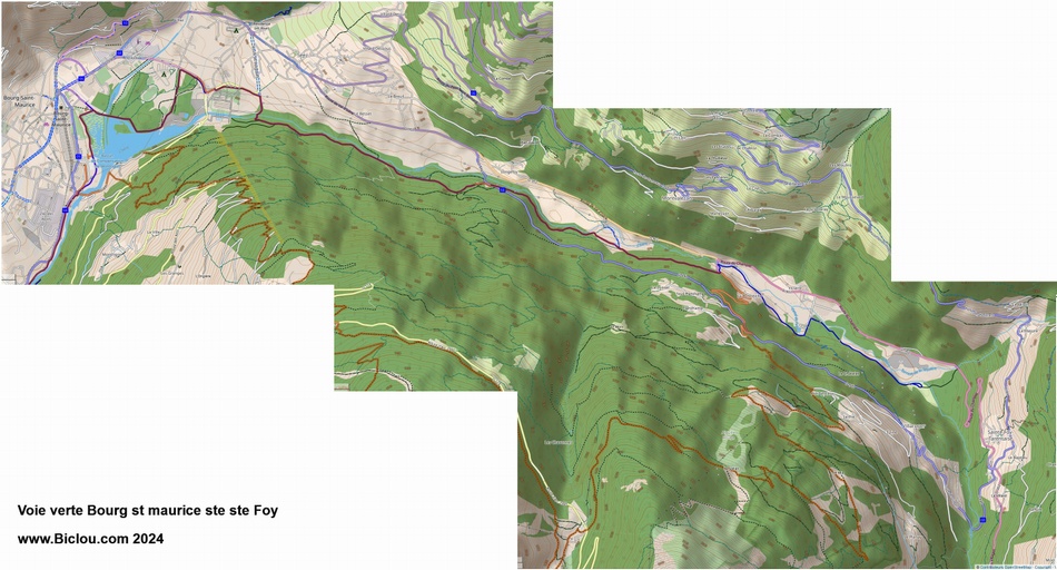 Carte voie verte Seez Villaroger sainte Foy en Tarentaise