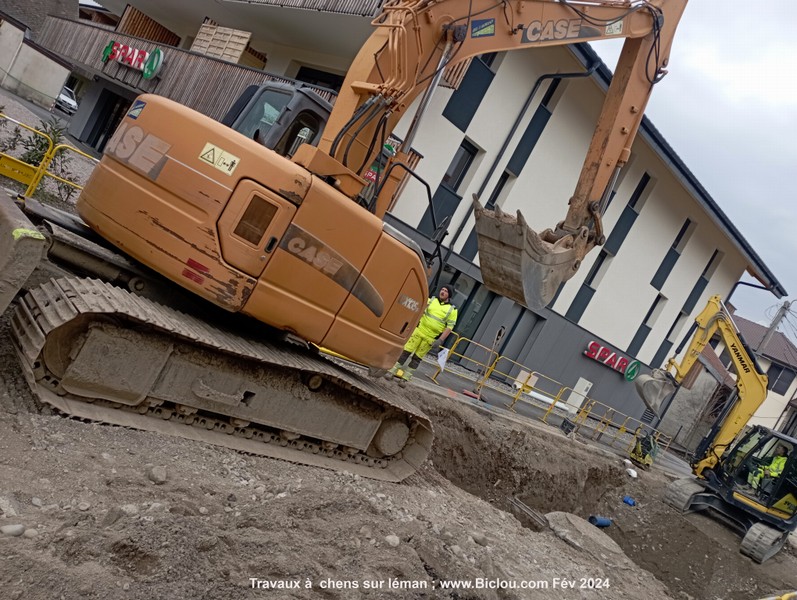 Impressionants travaux de voirie à Chens sur Léman en Février 2024