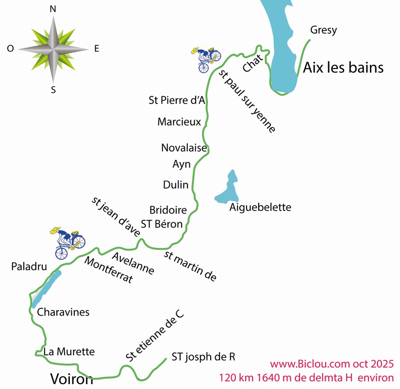 Carte Bambée octobre 2025 de Grésy sur Aix les bains à Saint Joseph de rivière sur Via-cinq-lacs<