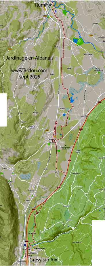 Carte du passage cycliste, en Albanais (Jardinage)