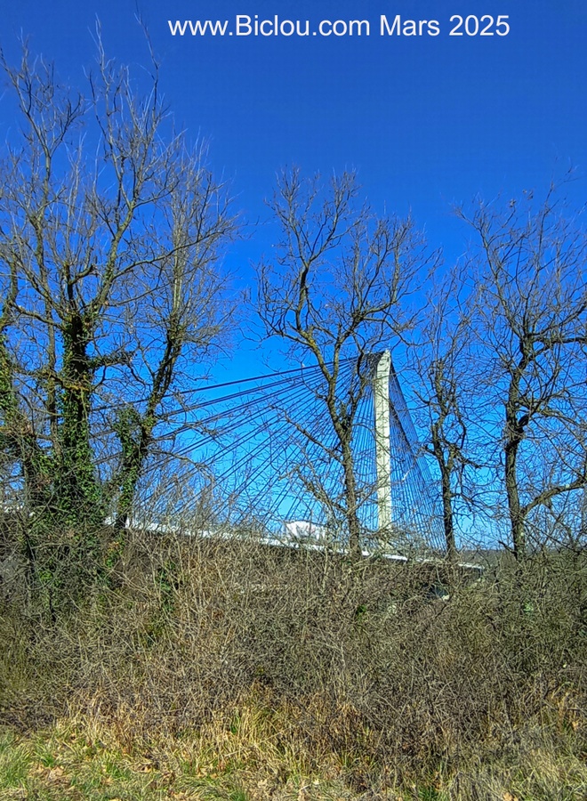 Pont à haubans , sur l'Isère , non loin de saint Marcellin