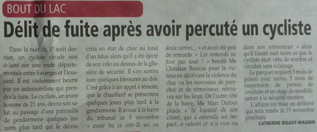 article essor savoyard novembre 2010 accident cyclo voiture